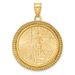 14K Yellow Gold Wideband Distinguished Coin Jewelry Polished And Beaded Mounted 1/4Oz American Eagle Bezel Pendant