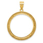 14K Yellow Gold Wideband Distinguished Coin Jewelry Polished And Beaded 27.0mm Prong Bezel Pendant