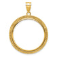 14K Yellow Gold Wideband Distinguished Coin Jewelry Polished And Beaded 27.0mm Prong Bezel Pendant