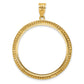 14K Yellow Gold Wideband Distinguished Coin Jewelry Polished And Beaded 32.0mm Prong Bezel Pendant