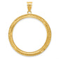 14K Yellow Gold Wideband Distinguished Coin Jewelry Polished And Beaded 32.7mm Prong Bezel Pendant