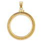 14K Yellow Gold Wideband Distinguished Coin Jewelry Polished And Beaded 27.0mm X 2.35mm Screw Top Bezel Pendant