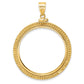 14K Yellow Gold Wideband Distinguished Coin Jewelry Polished And Beaded 32.7mm X 3.00mm Screw Top Bezel Pendant