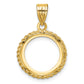 14K Yellow Gold Wideband Distinguished Coin Jewelry Polished And Diamond-Cut With Casted Rope 14.0mm Prong Bezel Pendant