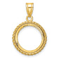 14K Yellow Gold Wideband Distinguished Coin Jewelry Polished And Diamond-Cut With Casted Rope 14.0mm Prong Bezel Pendant