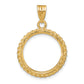 14K Yellow Gold Wideband Distinguished Coin Jewelry Polished And Diamond-Cut With Casted Rope 16.5mm Prong Bezel Pendant