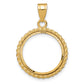 14K Yellow Gold Wideband Distinguished Coin Jewelry Polished And Diamond-Cut With Casted Rope 16.5mm Prong Bezel Pendant