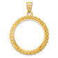 14K Yellow Gold Wideband Distinguished Coin Jewelry Polished And Diamond-Cut With Casted Rope 22.0mm Prong Bezel Pendant