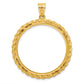 14K Yellow Gold Wideband Distinguished Coin Jewelry Polished And Diamond-Cut With Casted Rope 32.0mm Prong Bezel Pendant