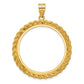 14K Yellow Gold Wideband Distinguished Coin Jewelry Polished And Diamond-Cut With Casted Rope 32.7mm Prong Bezel Pendant