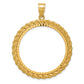 14K Yellow Gold Wideband Distinguished Coin Jewelry Polished And Diamond-Cut With Casted Rope 32.7mm Prong Bezel Pendant