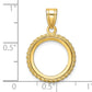 14K Yellow Gold Wideband Distinguished Coin Jewelry Polished With Casted Rope 14.0mm Prong Bezel Pendant