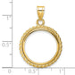 14K Yellow Gold Wideband Distinguished Coin Jewelry Polished With Casted Rope 18.0mm Prong Bezel Pendant