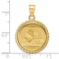 14K Yellow Gold Wideband Distinguished Coin Jewelry Polished With Casted Rope Mounted 1/10Oz Panda Prong Bezel Pendant