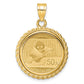 14K Yellow Gold Wideband Distinguished Coin Jewelry Polished With Casted Rope Mounted 1/10Oz Panda Prong Bezel Pendant