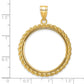 14K Yellow Gold Wideband Distinguished Coin Jewelry Polished With Casted Rope 27.0mm Prong Bezel Pendant