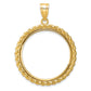 14K Yellow Gold Wideband Distinguished Coin Jewelry Polished With Casted Rope 27.0mm Prong Bezel Pendant