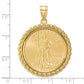 14K Yellow Gold Wideband Distinguished Coin Jewelry Polished With Casted Rope Mounted 1/2Oz American Eagle Prong Bezel Pendant