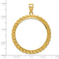 14K Yellow Gold Wideband Distinguished Coin Jewelry Polished With Casted Rope 32.7mm Prong Bezel Pendant