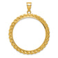 14K Yellow Gold Wideband Distinguished Coin Jewelry Polished With Casted Rope 32.7mm Prong Bezel Pendant