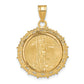 14K Yellow Gold Wideband Distinguished Coin Jewelry 14Ky Fancy Diamond-Cut Mounted 1/10Oz American Eagle Bezel Pendant