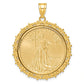 14K Yellow Gold Wideband Distinguished Coin Jewelry 14Ky Fancy Diamond-Cut Mounted 1/2Oz American Eagle Bezel Pendant