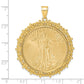 14K Yellow Gold Wideband Distinguished Coin Jewelry 14Ky Fancy Diamond-Cut Mounted 1Oz American Eagle Bezel Pendant