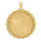 14K Yellow Gold Wideband Distinguished Coin Jewelry 14Ky Fancy Diamond-Cut Mounted 1Oz American Eagle Bezel Pendant