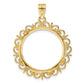 14K Yellow Gold Wideband Distinguished Coin Jewelry Polished And Diamond-Cut Fancy 22.0mm Prong Bezel Pendant