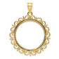 14K Yellow Gold Wideband Distinguished Coin Jewelry Polished And Diamond-Cut Fancy 22.0mm Prong Bezel Pendant