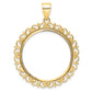 14K Yellow Gold Wideband Distinguished Coin Jewelry Polished And Diamond-Cut Fancy 27.0mm Prong Bezel Pendant