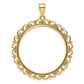 14K Yellow Gold Wideband Distinguished Coin Jewelry Polished And Diamond-Cut Fancy 32.7mm Prong Bezel Pendant