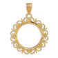 14K Yellow Gold Wideband Distinguished Coin Jewelry Polished Fancy 16.5mm Prong Bezel Pendant