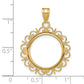 14K Yellow Gold Wideband Distinguished Coin Jewelry Polished Fancy 16.5mm Prong Bezel Pendant