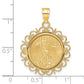 14K Yellow Gold Wideband Distinguished Coin Jewelry Polished Fancy Mounted 1/10Oz American Eagle Prong Bezel Pendant