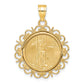 14K Yellow Gold Wideband Distinguished Coin Jewelry Polished Fancy Mounted 1/10Oz American Eagle Prong Bezel Pendant