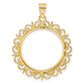 14K Yellow Gold Wideband Distinguished Coin Jewelry Polished Fancy 22.0mm Prong Bezel Pendant