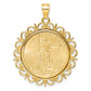 14K Yellow Gold Wideband Distinguished Coin Jewelry Polished Fancy Mounted 1/4Oz American Eagle Prong Bezel Pendant