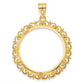 14K Yellow Gold Wideband Distinguished Coin Jewelry Polished Fancy 27.0mm Prong Bezel Pendant