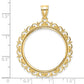 14K Yellow Gold Wideband Distinguished Coin Jewelry Polished Fancy 27.0mm Prong Bezel Pendant