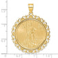 14K Yellow Gold Wideband Distinguished Coin Jewelry Polished Fancy Mounted 1/2Oz American Eagle Prong Bezel Pendant