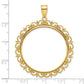 14K Yellow Gold Wideband Distinguished Coin Jewelry Polished Fancy 32.7mm Prong Bezel Pendant