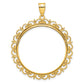 14K Yellow Gold Wideband Distinguished Coin Jewelry Polished Fancy 32.7mm Prong Bezel Pendant