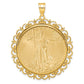 14K Yellow Gold Wideband Distinguished Coin Jewelry Polished Fancy Mounted 1Oz American Eagle Prong Bezel Pendant