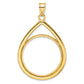 14K Yellow Gold Wideband Distinguished Coin Jewelry Polished And Diamond-Cut Lightweight Teardrop 27.0mm Prong Bezel Pendant