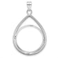 14K White Gold Wideband Distinguished Coin Jewelry Polished And Diamond-Cut Teardrop 22.0mm Prong Bezel Pendant