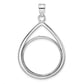 14K White Gold Wideband Distinguished Coin Jewelry Polished And Diamond-Cut Teardrop 22.0mm Prong Bezel Pendant