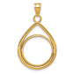 14K Yellow Gold Wideband Distinguished Coin Jewelry Polished Lightweight Teardrop 16.5mm Prong Bezel Pendant