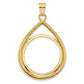 14K Yellow Gold Wideband Distinguished Coin Jewelry Polished Lightweight Teardrop 22.0mm Prong Bezel Pendant