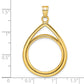 14K Yellow Gold Wideband Distinguished Coin Jewelry Polished Lightweight Teardrop 22.0mm Prong Bezel Pendant